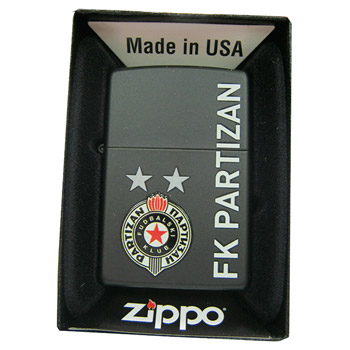 Crni mat Zippo upaljač FK Partizan 2751