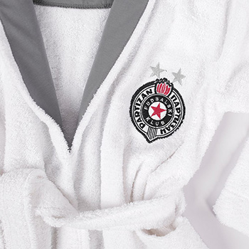 White bathrobe for kids FC Partizan (size 8-14) -1